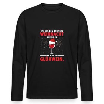 Geist der Weihnacht gefunden er war im Glühwein - Männer Premium Bio Langarmshirt - Schwarz - Vorne - Nico (187cm)