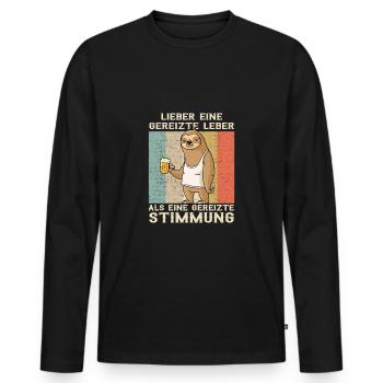 Lieber eine gereizte Leber als gereizte Stimmung - Männer Premium Bio Langarmshirt - Schwarz - Vorne - Nico (187cm)