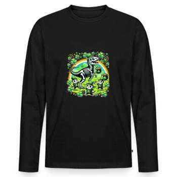 Katze Armee Dino St. Patrick's Day Kleeblätter - Männer Premium Bio Langarmshirt - Schwarz - Vorne - Nico (187cm)
