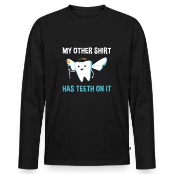 My Other Shirt Hast Teeth On It Dental Assistant - Men's Premium Organic Long Sleeve Shirt - black - Front - Nico (187cm)