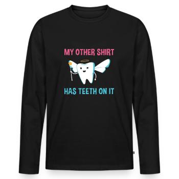 My Other Shirt Hast Teeth On It Dental Assistant - Men's Premium Organic Long Sleeve Shirt - black - Front - Nico (187cm)