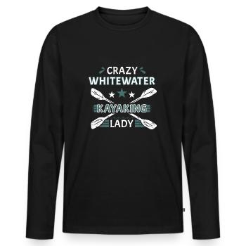 Crazy Whitewater Kayaking Lady - Men's Premium Organic Long Sleeve Shirt - black - Front - Nico (187cm)