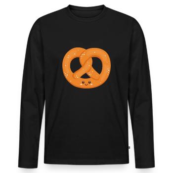 Bretzel Drôle De Bretzel - T-shirt manches longues Premium bio Homme - noir - Devant - Nico (187cm)