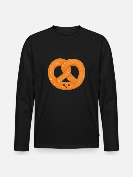 Brezel Lustige Breze - Männer Premium Bio Langarmshirt - Schwarz
