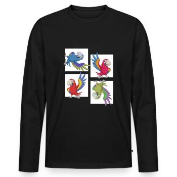 Le perroquet parlant montre un plumage coloré - T-shirt manches longues Premium bio Homme - noir - Devant - Nico (187cm)