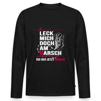 Angler angelt Barsch Angelhaken Angelschein - Männer Premium Bio Langarmshirt - Schwarz - Vorne - Nico (187cm)
