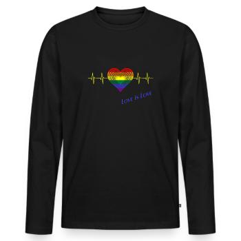 LGBTQ, Pride, Love is Love - Männer Premium Bio Langarmshirt - Schwarz - Vorne - Nico (187cm)