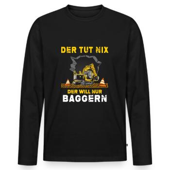 excavator excavator driver excavator bucket construction site - Men's Premium Organic Long Sleeve Shirt - black - Front - Nico (187cm)