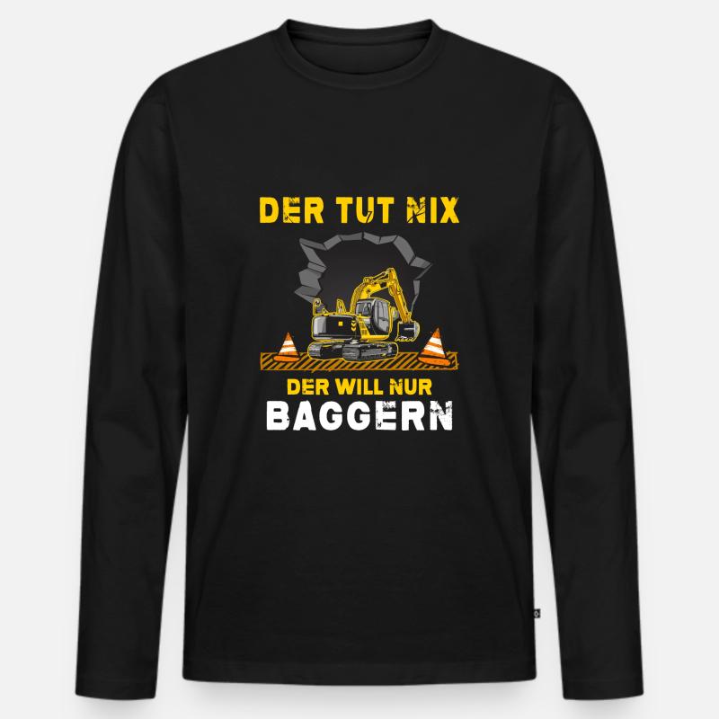 bagger baggerfahrer Baggerschaufel Baustelle - Männer Premium Bio Langarmshirt - Schwarz