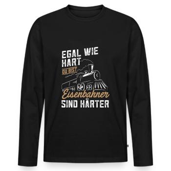 Eisenbahner Zugführer Eisenbahn Zug Härter - Männer Premium Bio Langarmshirt - Schwarz - Vorne - Nico (187cm)