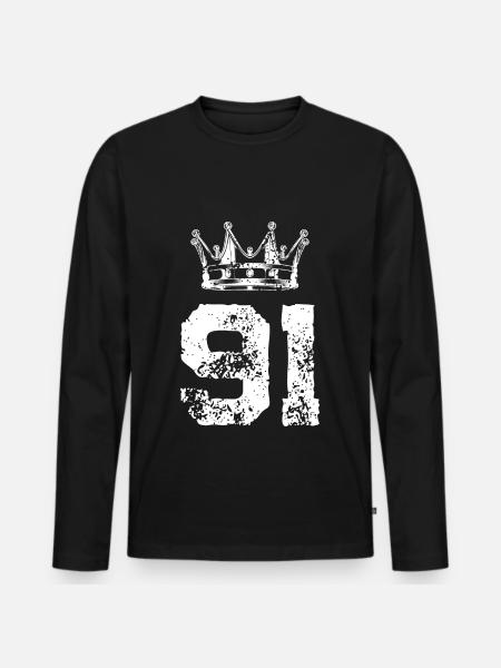 91 Number crown - Men's Premium Organic Long Sleeve Shirt - black