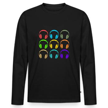 dj - T-shirt manches longues Premium bio Homme - noir - Devant - Nico (187cm)