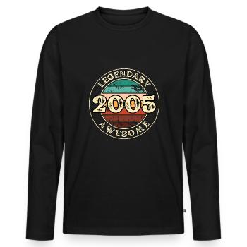 Jahrgang 2005 Jubiläumsgeschenk 18 Jahre Humor - Männer Premium Bio Langarmshirt - Schwarz - Vorne - Nico (187cm)