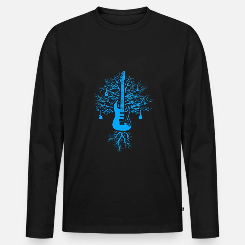 Gitarre - Männer Premium Bio Langarmshirt - Schwarz