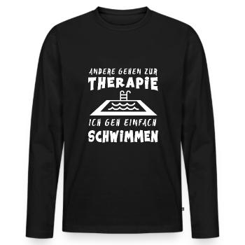 Ich geh einfach schwimmen Schwimmbad Wassersport - Männer Premium Bio Langarmshirt - Schwarz - Vorne - Nico (187cm)