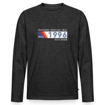 Funny Time Travel Birthday Design November 1996 - Men's Premium Organic Long Sleeve Shirt - heather anthracite - Front - Nico (187cm)