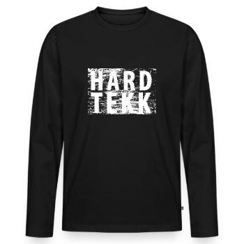 HARDTEKK - white - Männer Premium Bio Langarmshirt - Schwarz - Vorne - Nico (187cm)
