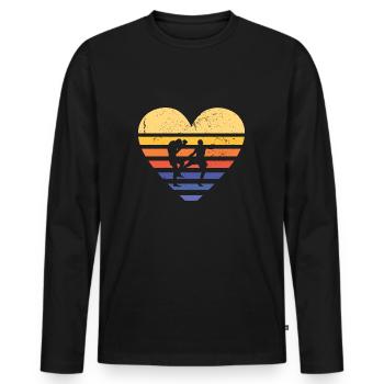 Sport Retro Sunset Heart MMA - Men's Premium Organic Long Sleeve Shirt - black - Front - Nico (187cm)