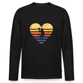 Sport Retro Sunset Heart Field Lacrosse - Men's Premium Organic Long Sleeve Shirt - black - Front - Nico (187cm)