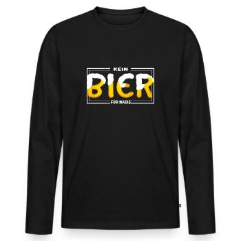 Kein Bier für Nazis - Männer Premium Bio Langarmshirt - Schwarz - Vorne - Nico (187cm)