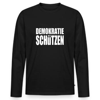 demokratie schützen - Männer Premium Bio Langarmshirt - Schwarz - Vorne - Nico (187cm)
