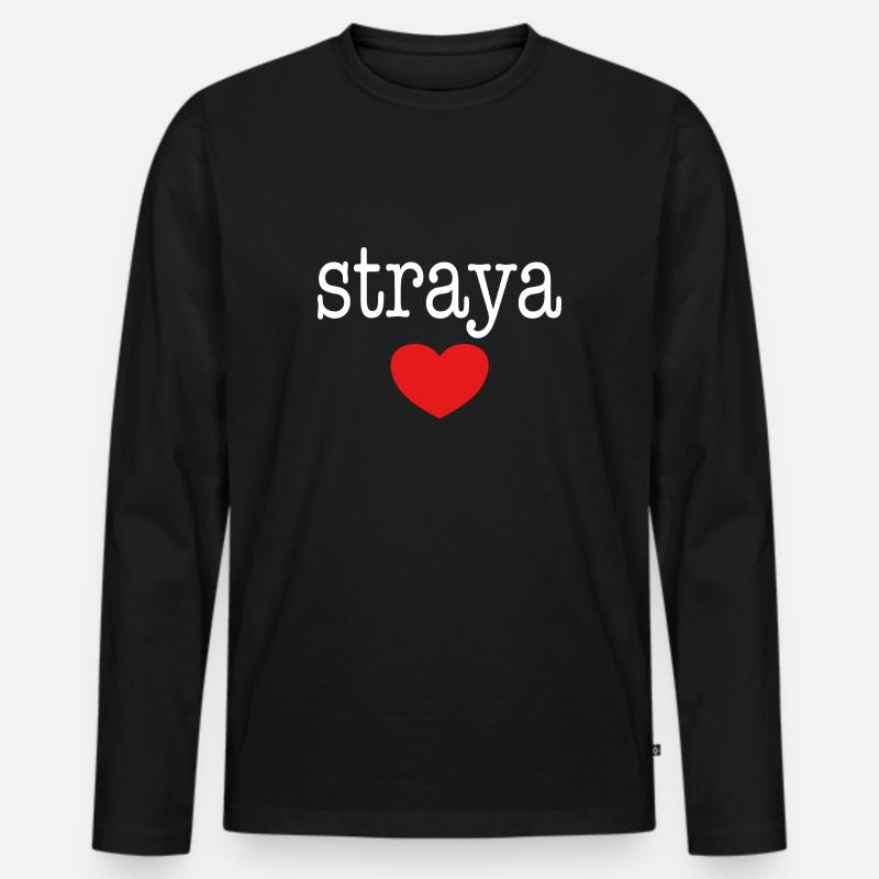 straya with heart - Männer Premium Bio Langarmshirt - Schwarz
