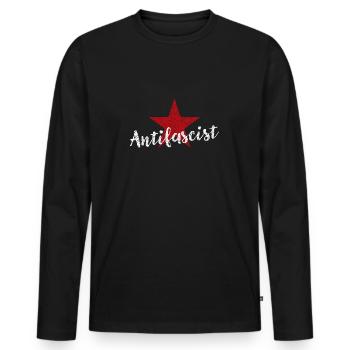 Étoile rouge antifasciste - T-shirt manches longues Premium bio Homme - noir - Devant - Nico (187cm)