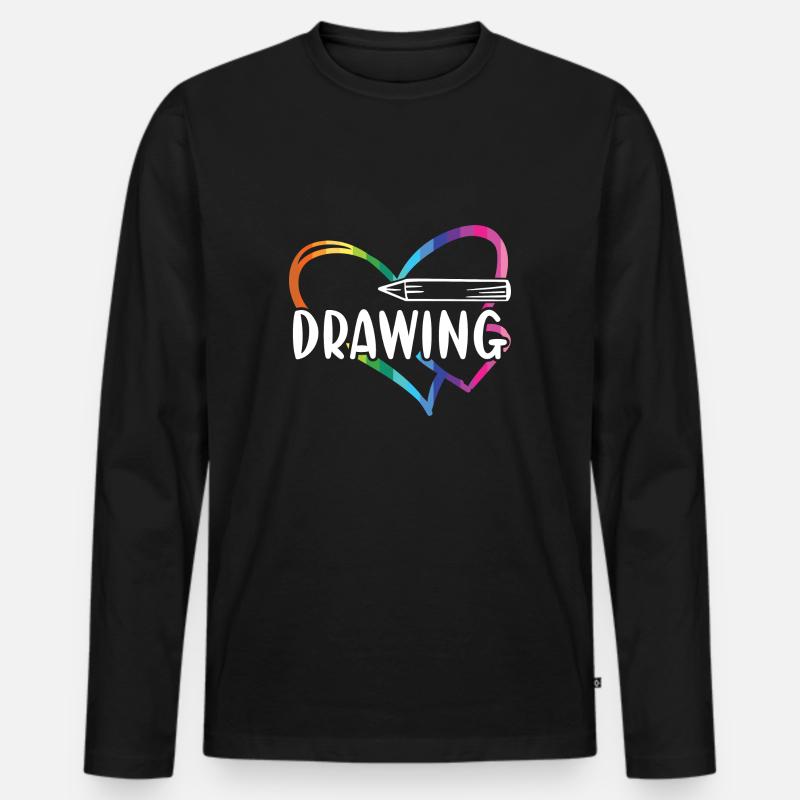 Drawer Heart Drawing - Männer Premium Bio Langarmshirt - Schwarz