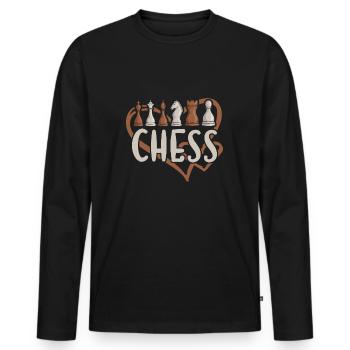 Chess Player Heart Chess - Männer Premium Bio Langarmshirt - Schwarz - Vorne - Nico (187cm)
