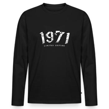 Limited Edition Jahrgang 1971 - Männer Premium Bio Langarmshirt - Schwarz - Vorne - Nico (187cm)