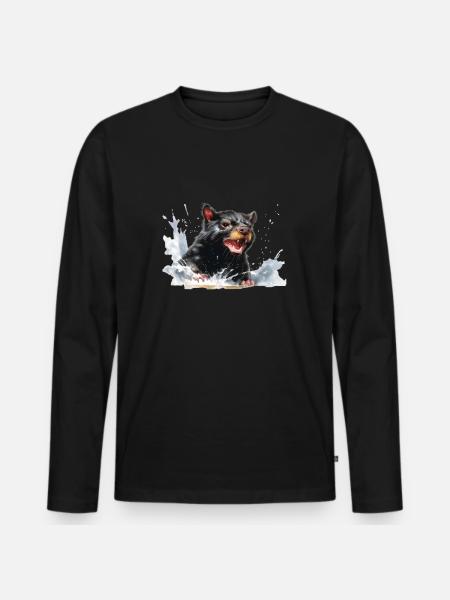 Tasmanian devil in the water - Men's Premium Organic Long Sleeve Shirt - black