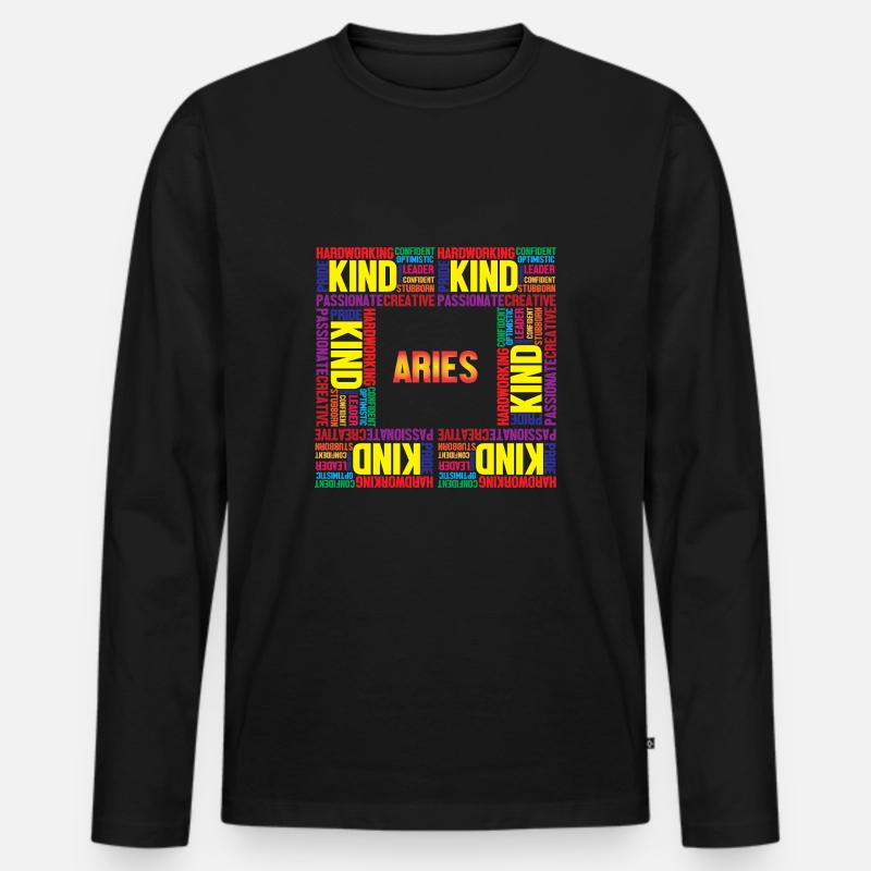 Sternzeichen Widder - Männer Premium Bio Langarmshirt - Schwarz