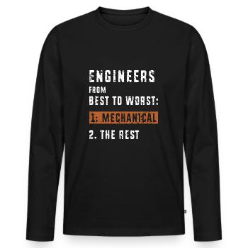 Ingénieur mécanique - T-shirt manches longues Premium bio Homme - noir - Devant - Nico (187cm)