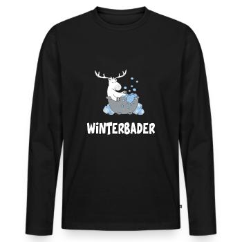 Winterbader eisschwimmen Eisbad Eisbader - Männer Premium Bio Langarmshirt - Schwarz - Vorne - Nico (187cm)