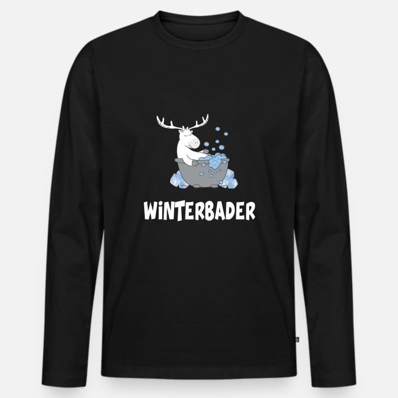 Winterbader eisschwimmen Eisbad Eisbader - Männer Premium Bio Langarmshirt - Schwarz