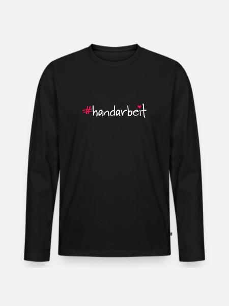 #handarbeit - Männer Premium Bio Langarmshirt - Schwarz
