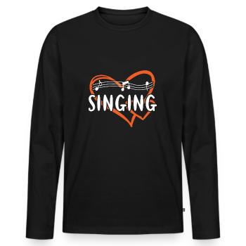 Chanteur Chant Coeur - T-shirt manches longues Premium bio Homme - noir - Devant - Nico (187cm)