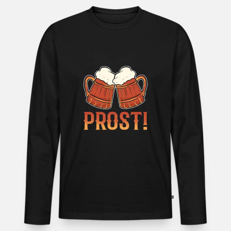 Brezel Prost - Männer Premium Bio Langarmshirt - Schwarz