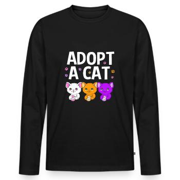 Katzenrettung Tierrechte Tierrettung Tierheim - Männer Premium Bio Langarmshirt - Schwarz - Vorne - Nico (187cm)