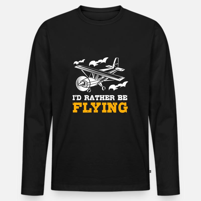 Pilot Flugzeug - Männer Premium Bio Langarmshirt - Schwarz