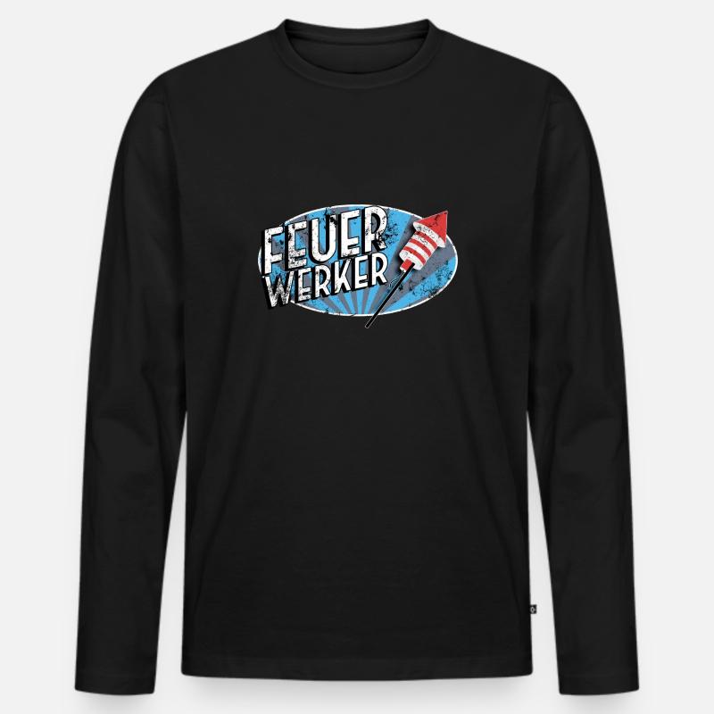 feuerwerker 07 - Männer Premium Bio Langarmshirt - Schwarz