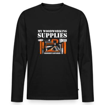 Carpenter My Woodworking Supplies Woodworking - Men's Premium Organic Long Sleeve Shirt - black - Front - Nico (187cm)