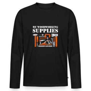 Carpenter My Woodworking Supplies Woodworking - Men's Premium Organic Long Sleeve Shirt - black - Front - Nico (187cm)