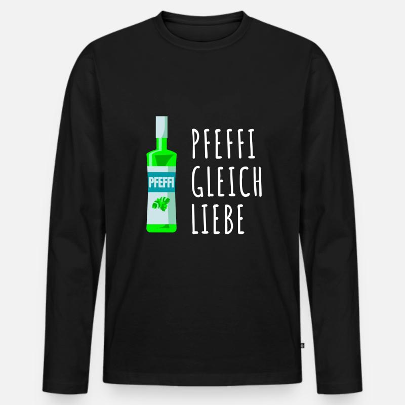 Pfefferminz Likör Pfeffi Vatertag Sauf - Männer Premium Bio Langarmshirt - Schwarz