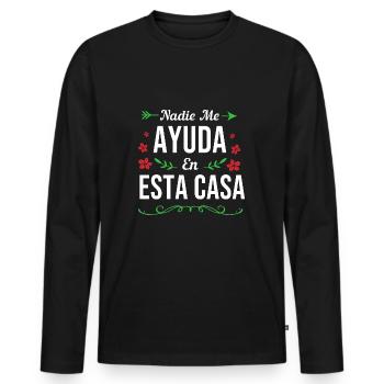 Latina Mutter Latino - Männer Premium Bio Langarmshirt - Schwarz - Vorne - Nico (187cm)