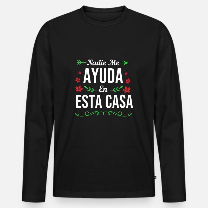 Latina Mutter Latino - Männer Premium Bio Langarmshirt - Schwarz