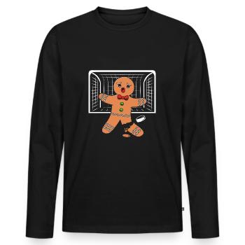 bonhomme en pain d’épice Coeur en pain d’épice Snacking en pain d’épice - T-shirt manches longues Premium bio Homme - noir - Devant - Nico (187cm)