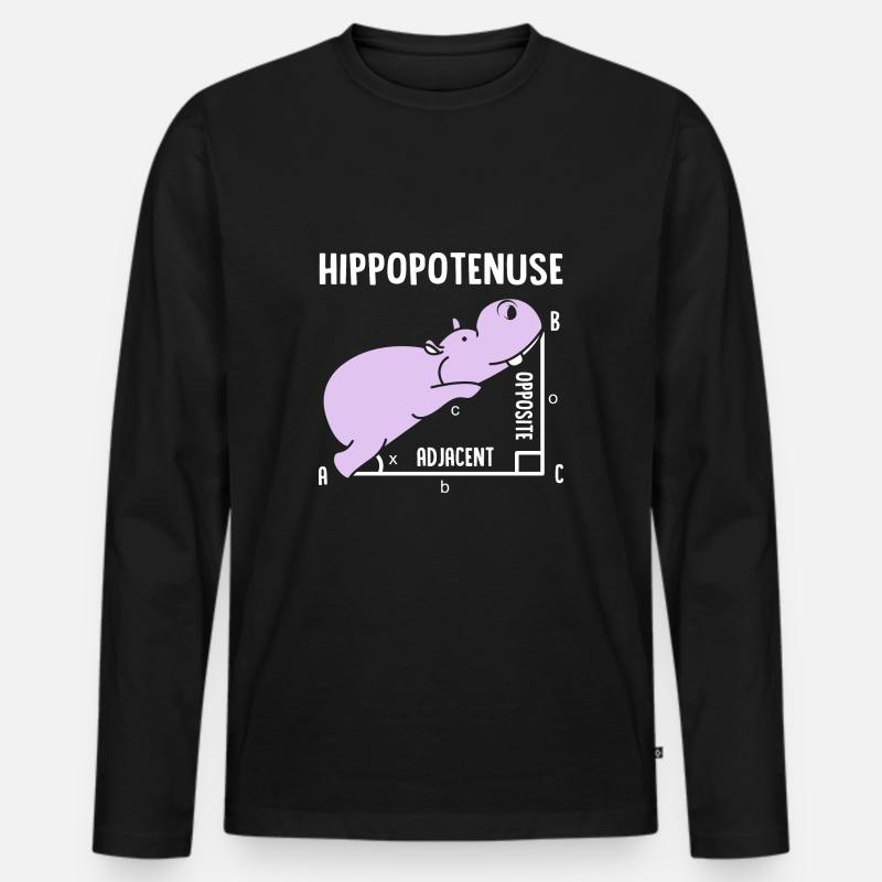 Nilpferd - Männer Premium Bio Langarmshirt - Schwarz