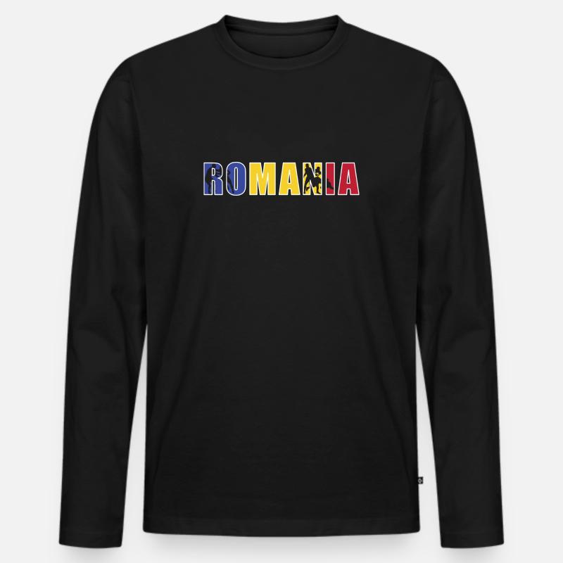Romania Rugby - Männer Premium Bio Langarmshirt - Schwarz