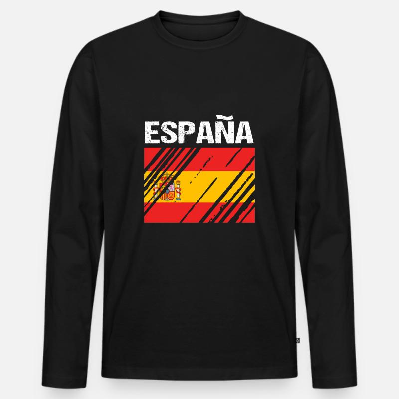 Spanien - Männer Premium Bio Langarmshirt - Schwarz